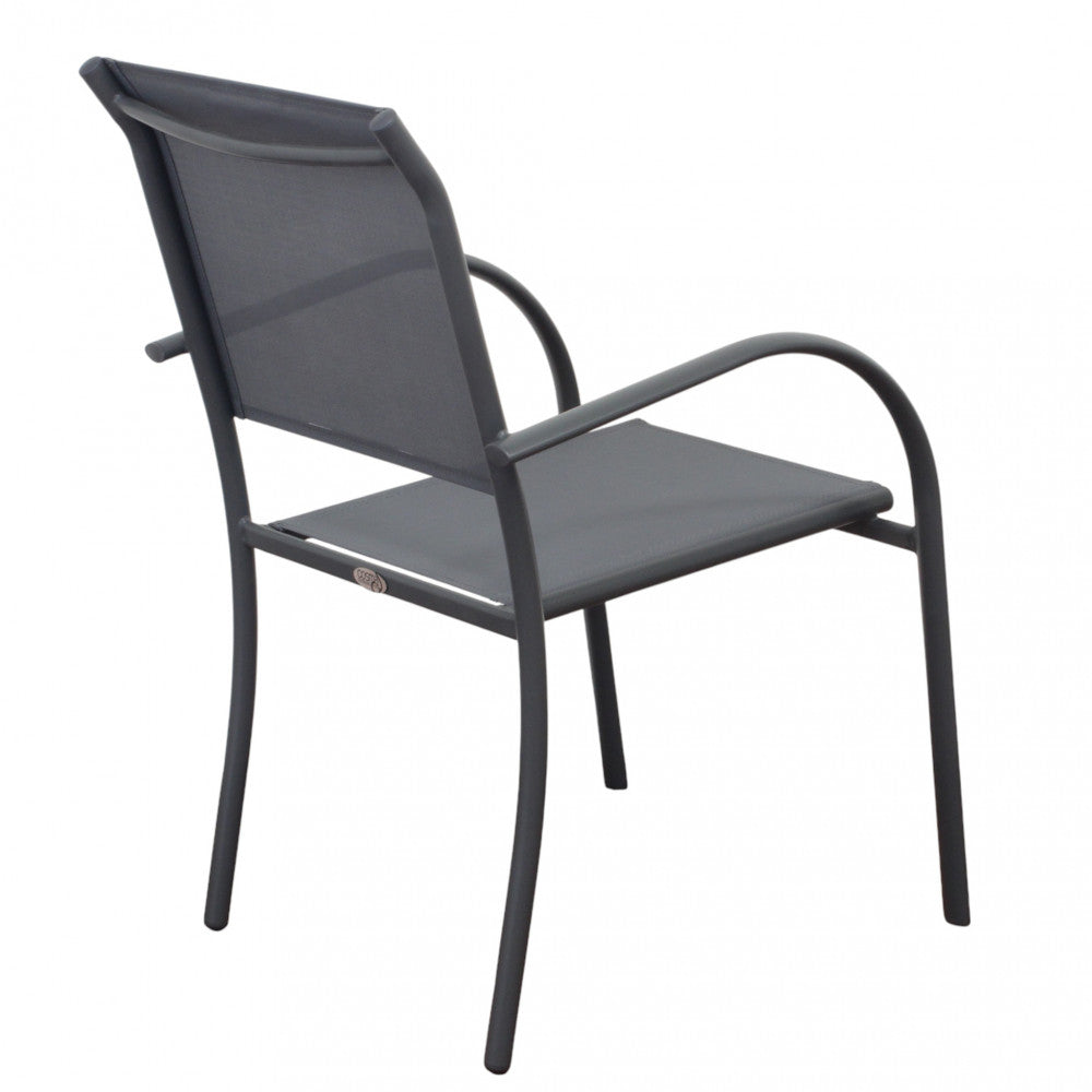 Sedia poltrona impilabile da esterno con struttura in alluminio e textilene Stamin