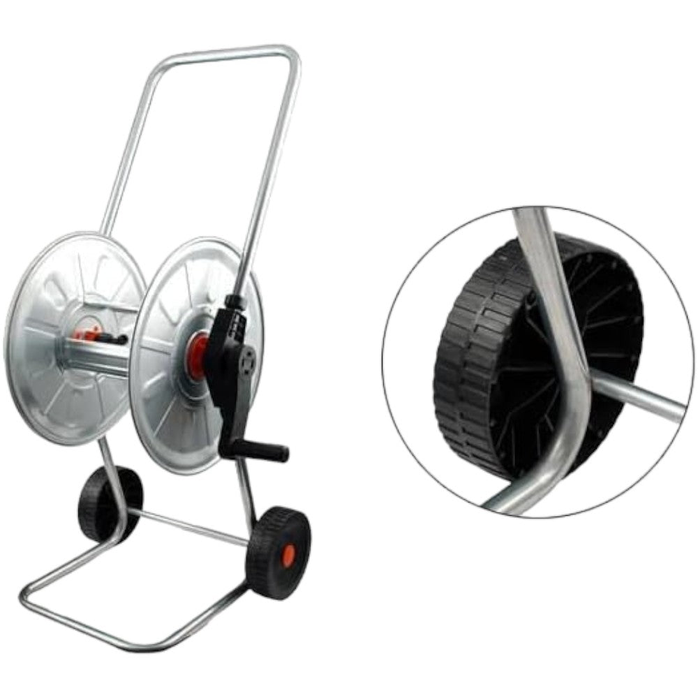 Chariot enrouleur de tuyau d'arrosage avec structure en acier pour tuyau de 50 m