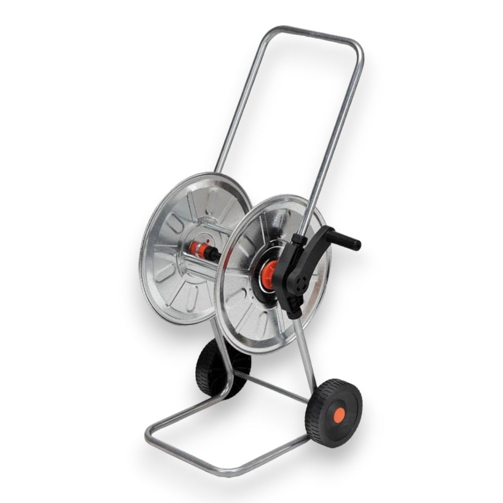 Chariot enrouleur de tuyau d'arrosage avec structure en acier pour tuyau de 50 m