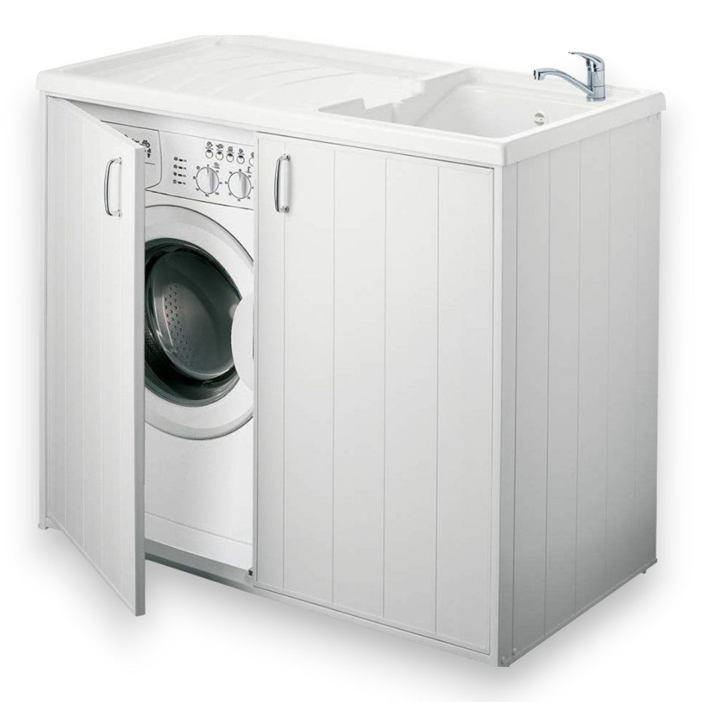 Meuble lave-linge 2 portes avec lavabo réversible 109x60xH93 cm