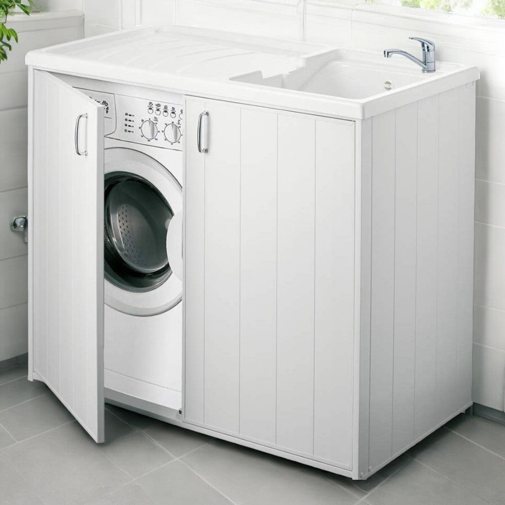 Meuble lave-linge 2 portes avec lavabo réversible 109x60xH93 cm