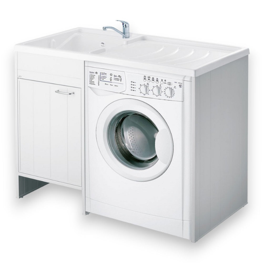 Meuble lave-linge 1 porte pour montage lave-linge avec évier 109x60xH89 cm