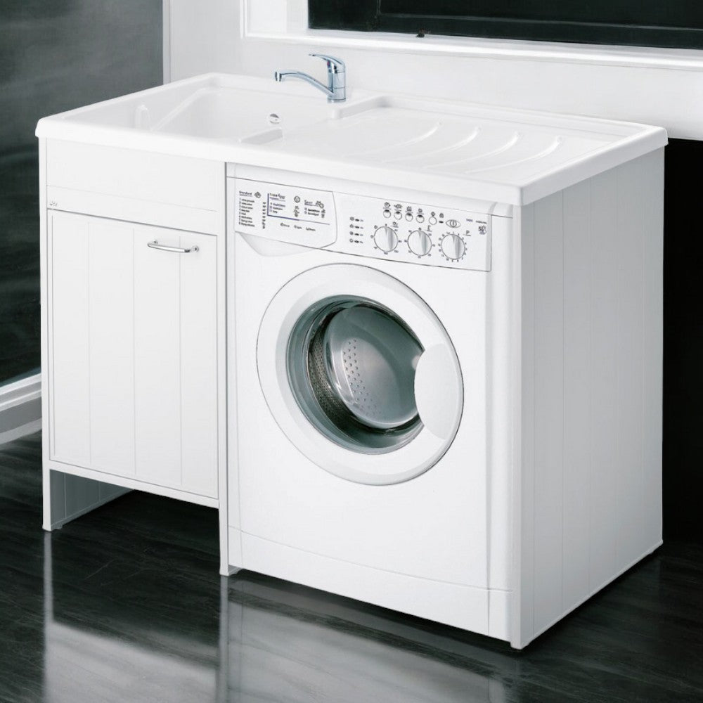 Meuble lave-linge 1 porte pour montage lave-linge avec évier 109x60xH89 cm