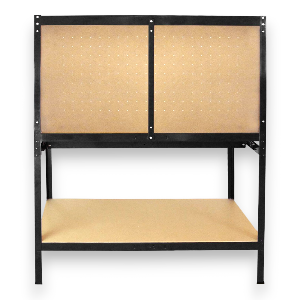 Etabli 120x60 cm avec structure en métal et étagères en MDF 