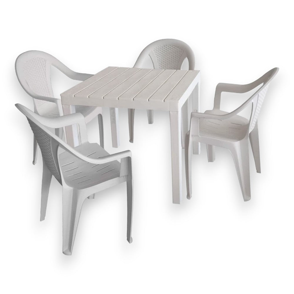 Table d'extérieur carrée modulable en polypropylène anthracite et blanc