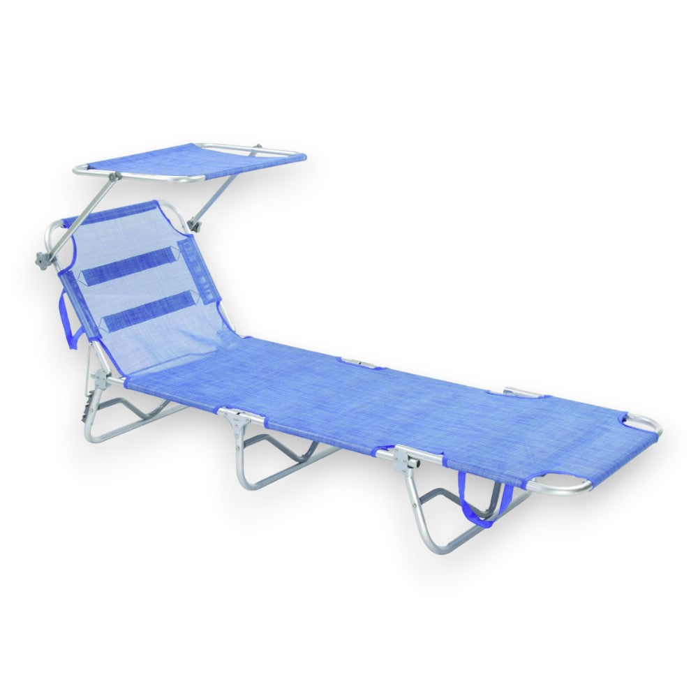 Lit de plage pliant avec structure en aluminium et auvent Sandwich Top