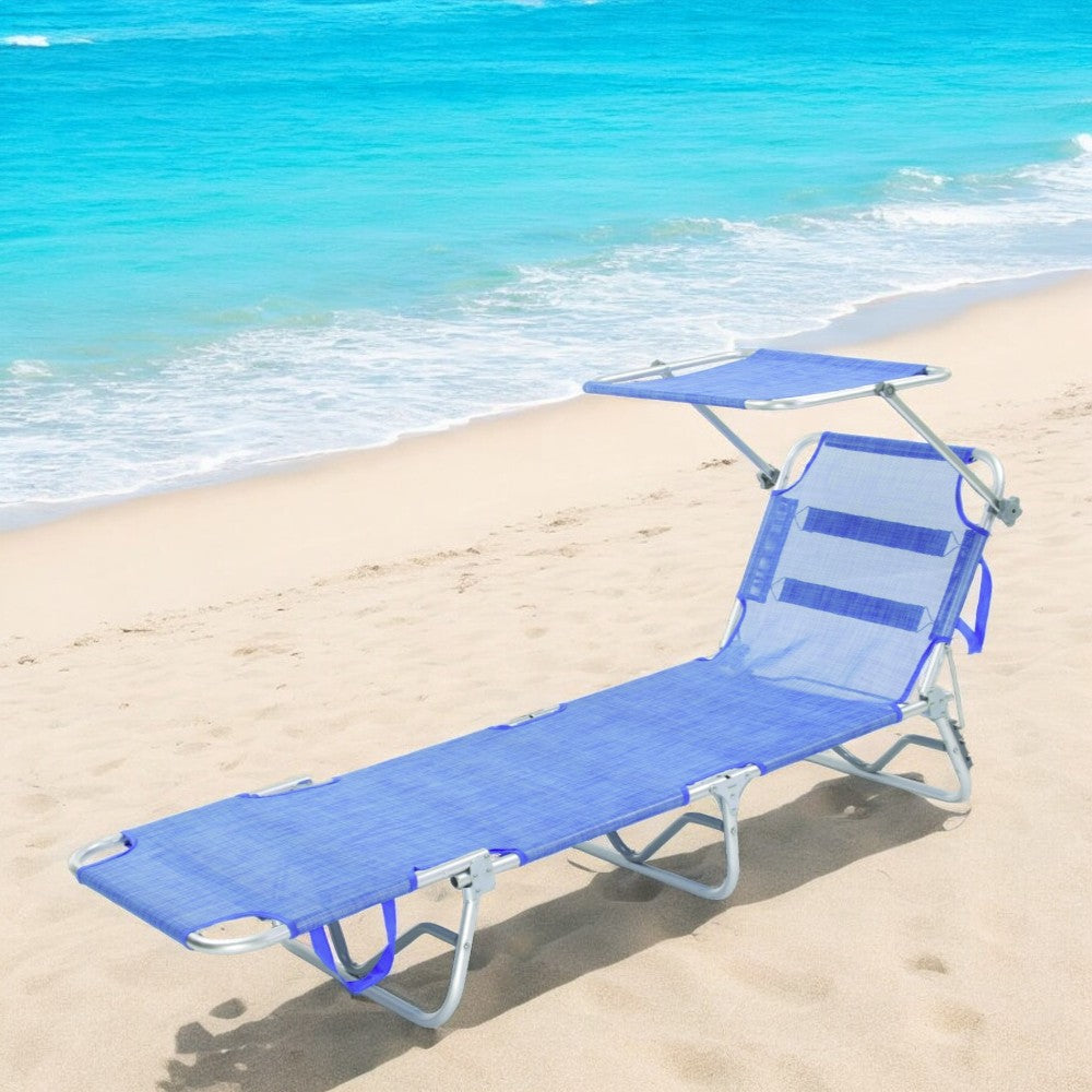 Lit de plage pliant avec structure en aluminium et auvent Sandwich Top