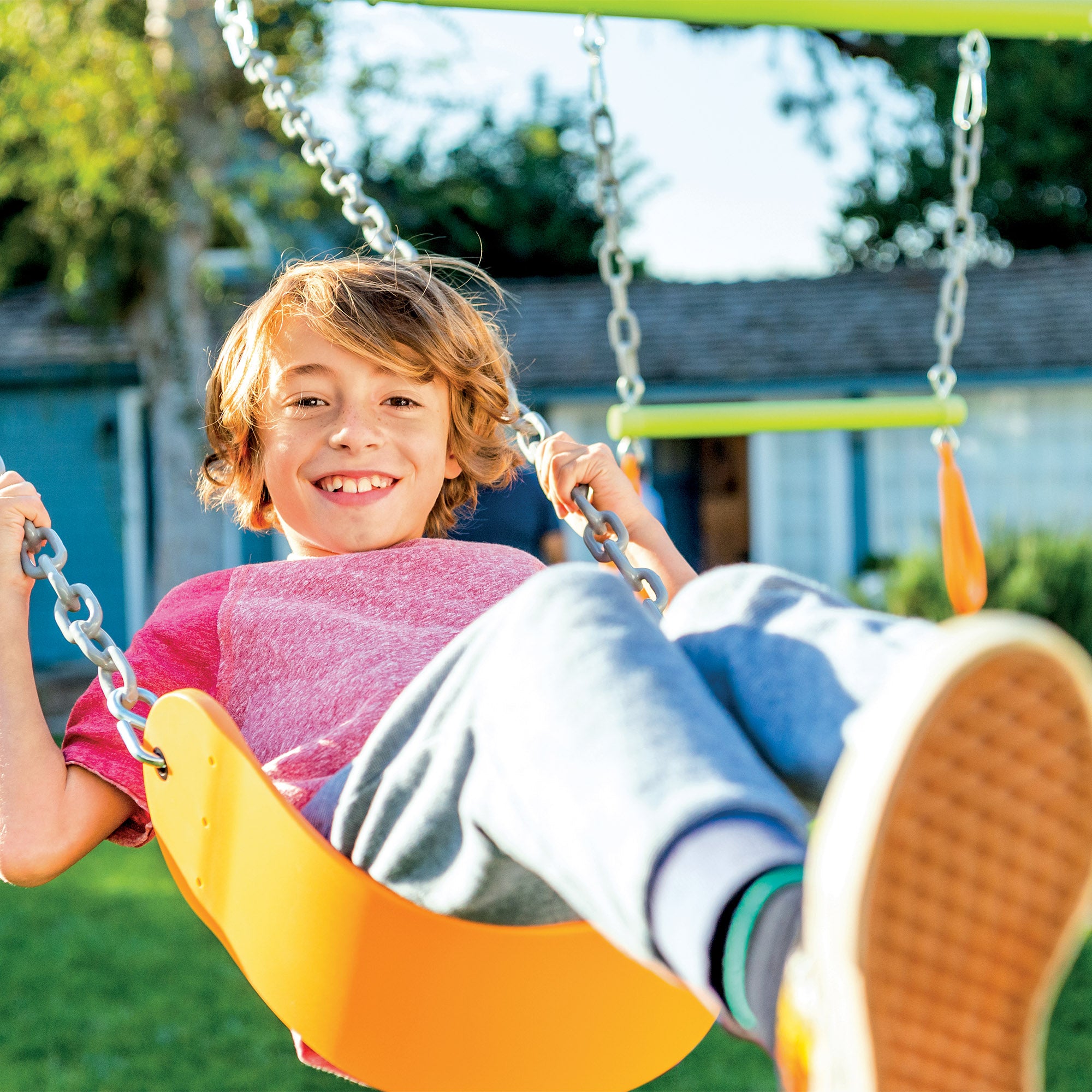 Balançoire de jardin 4 jeux pour enfants 3-10 ans 2 places 1 balançoire et anneaux de gymnastique INTEX 44131 