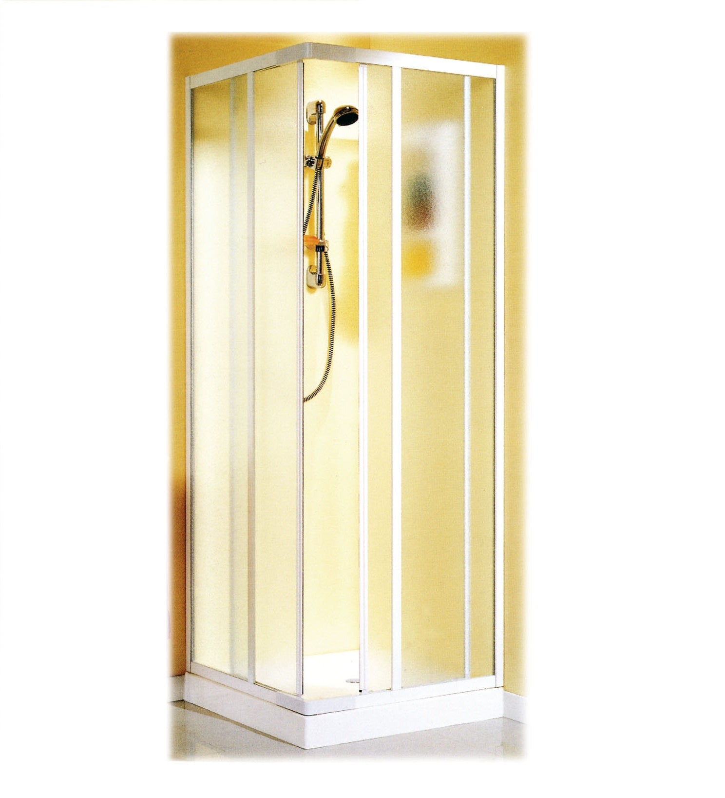 Cabine de douche d'angle en aluminium et PVC à ouverture coulissante réglable