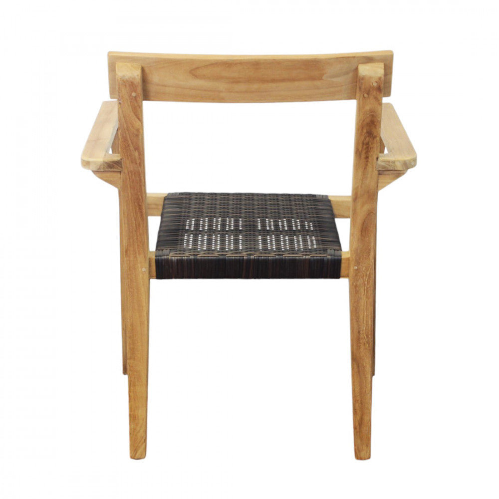 Poltrona impilabile in legno teak e wicher 65x52xH80 cm da esterno Delhi