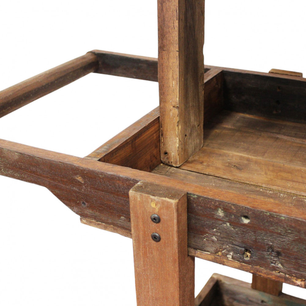 Libreria mobile scaffaletto carrello ornamentale in legno con ruote Sirio