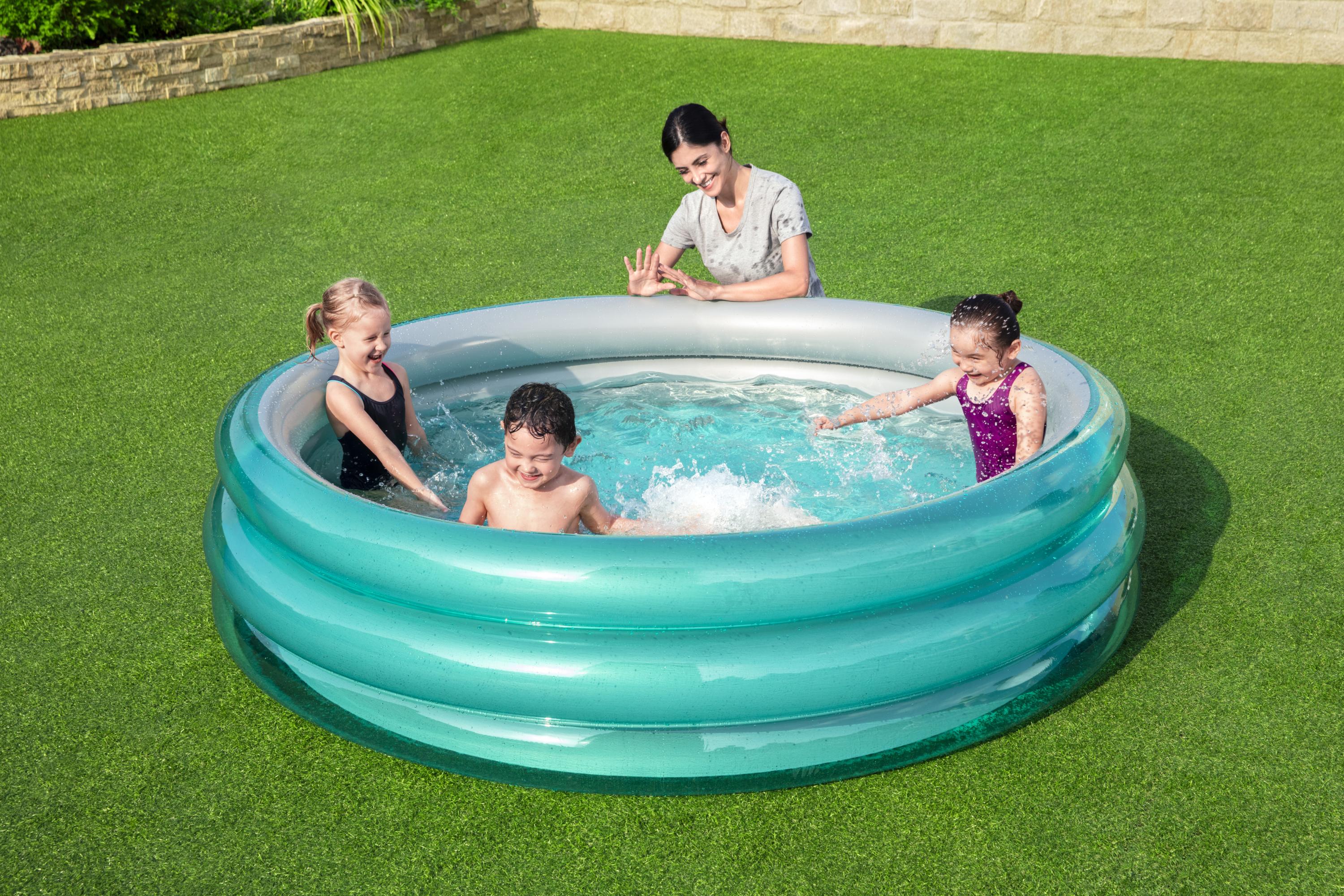 BestWay 51043 grande piscine gonflable ronde en métal avec 3 anneaux