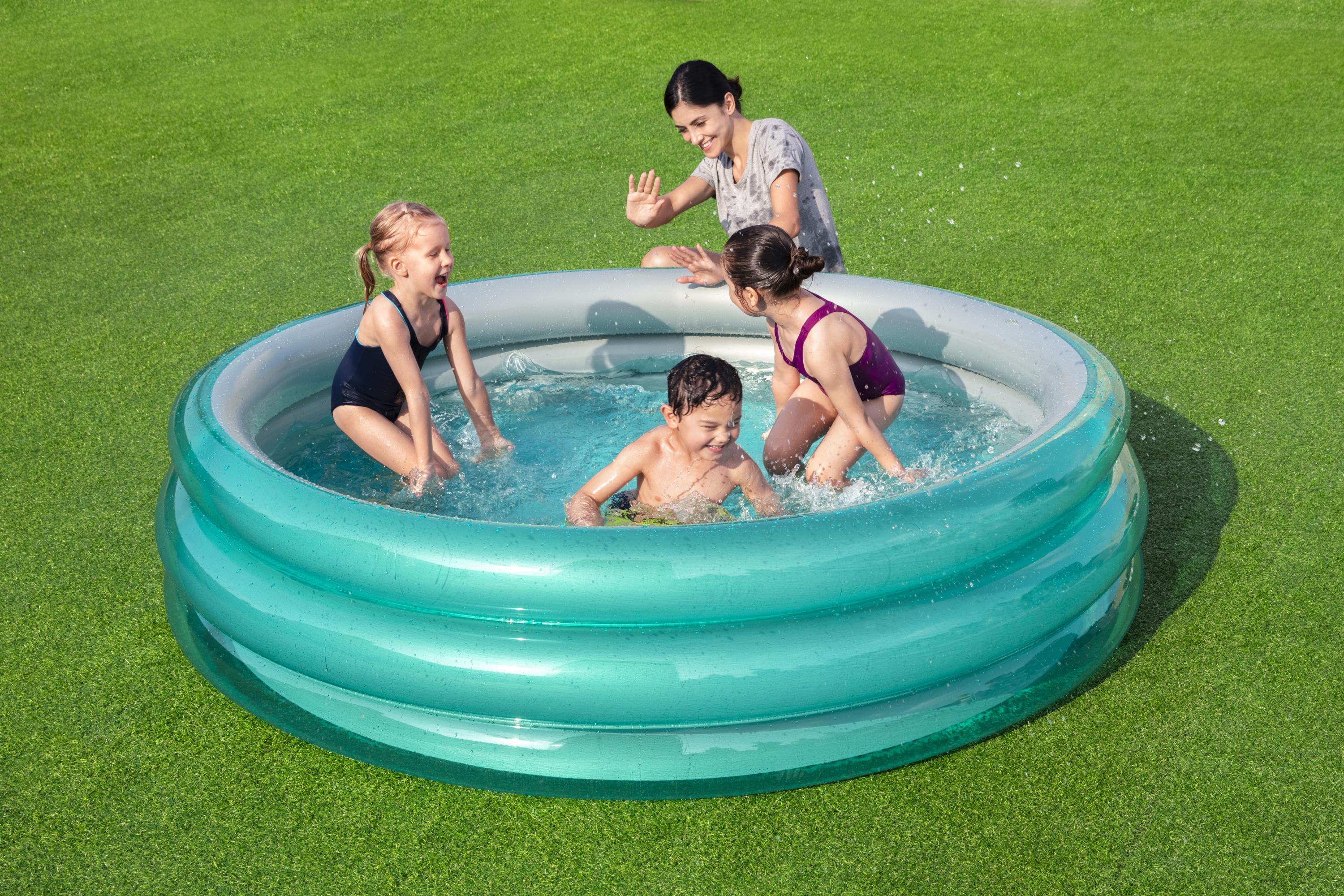 BestWay 51043 grande piscine gonflable ronde en métal avec 3 anneaux