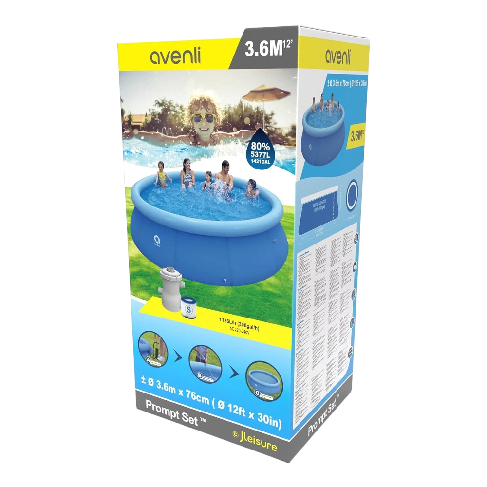 Piscina tonda 360x76 cm autoportante con anello kit per il montaggio e pompa