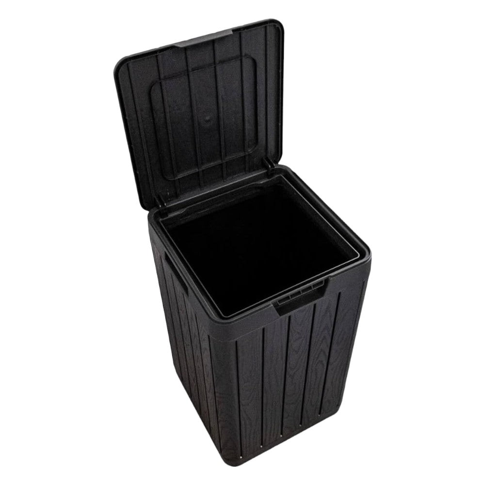 Poubelle de jardin en résine 80 litres avec porte-sac et fermeture à pression Rio Garden anthracite TOOMAX