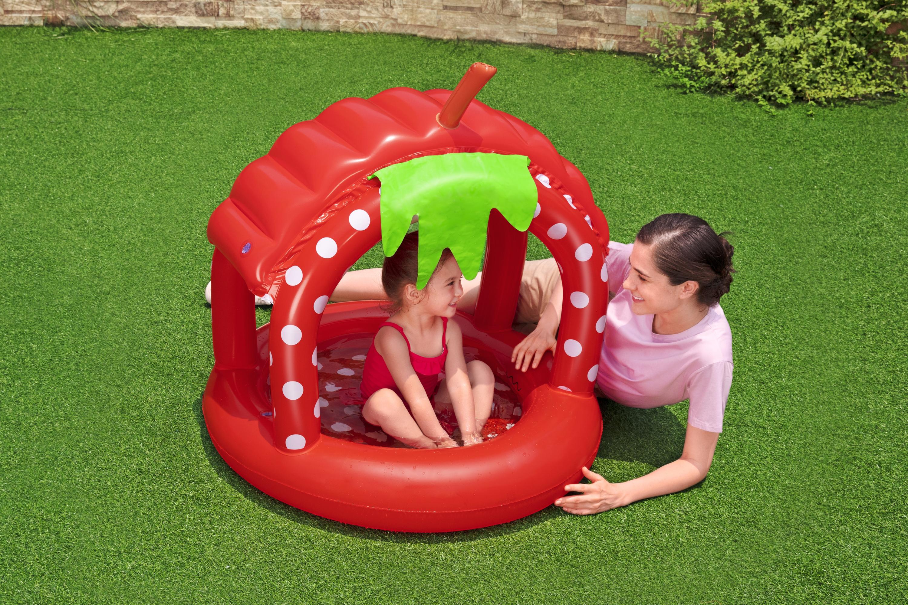 Piscine gonflable Strawberry Baby avec auvent Very Berry Bestway 52387