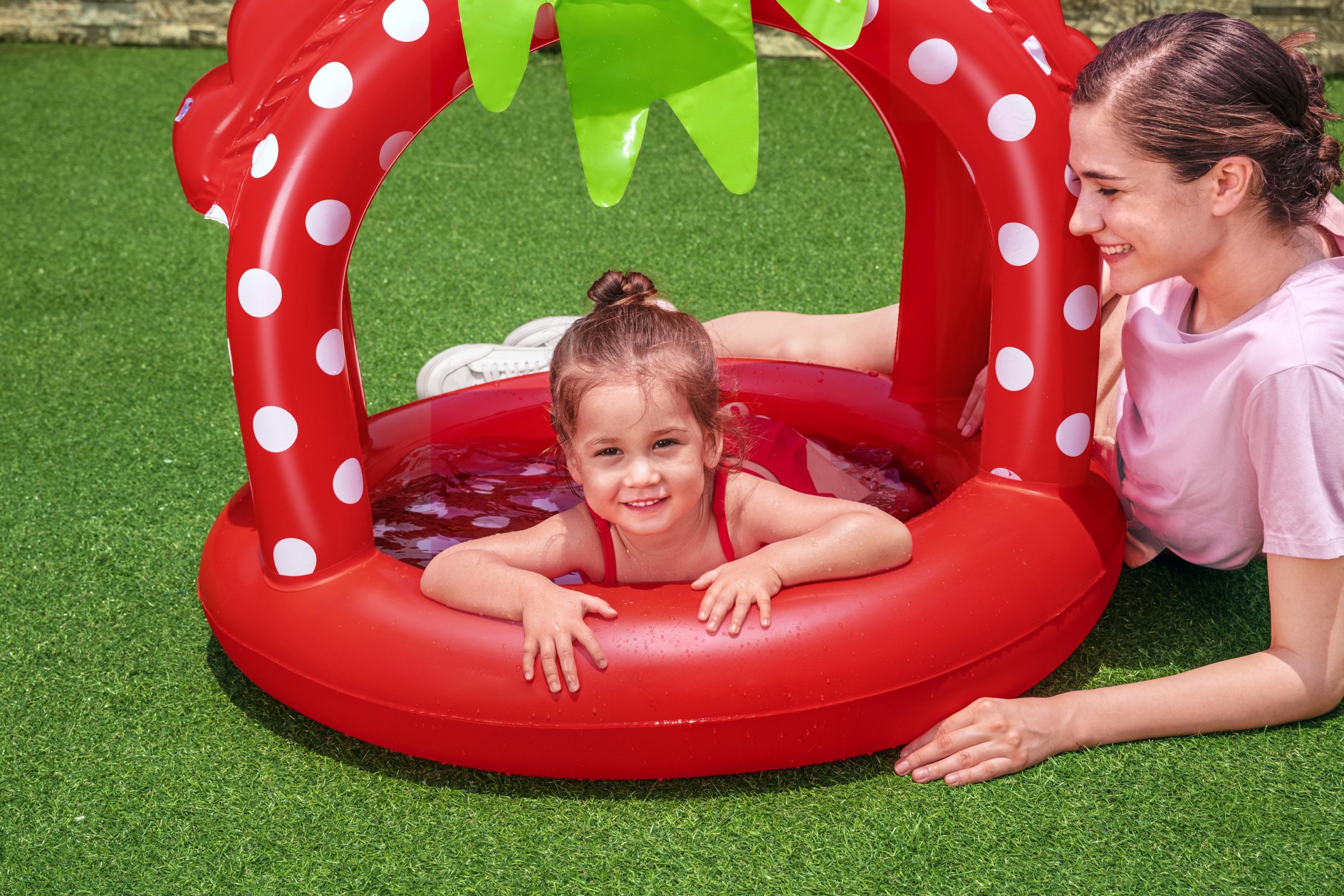 Piscine gonflable Strawberry Baby avec auvent Very Berry Bestway 52387