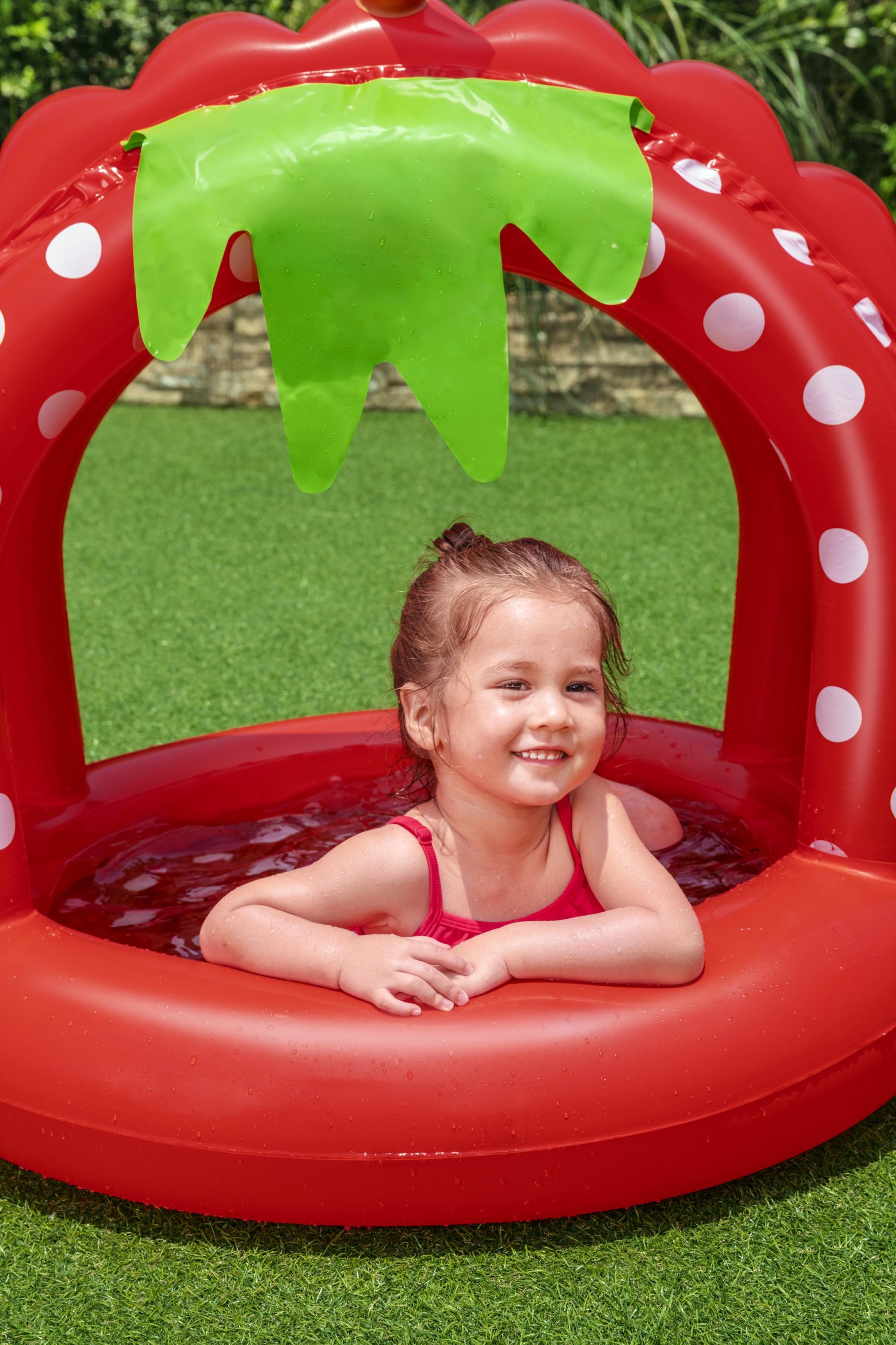 Piscine gonflable Strawberry Baby avec auvent Very Berry Bestway 52387