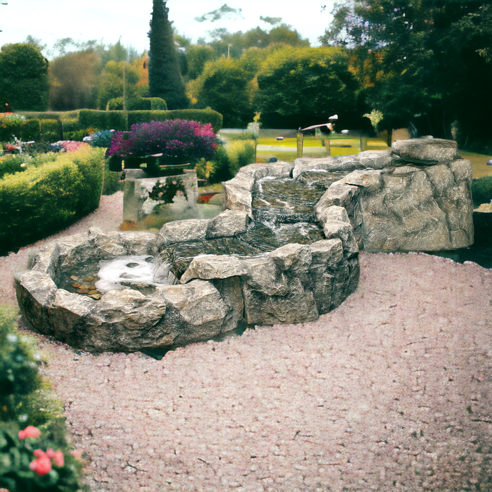Fontaine cascade réaliste en polyrésine ultra résistante 384x206x95 cm SkyFall
