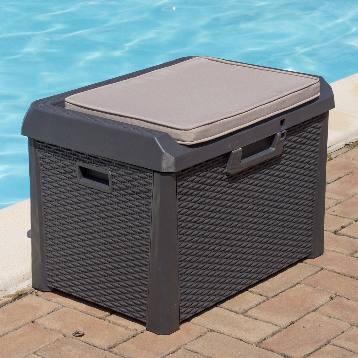 Coffre polyvalent 75x50x50 Santorini Plus Compact en résine