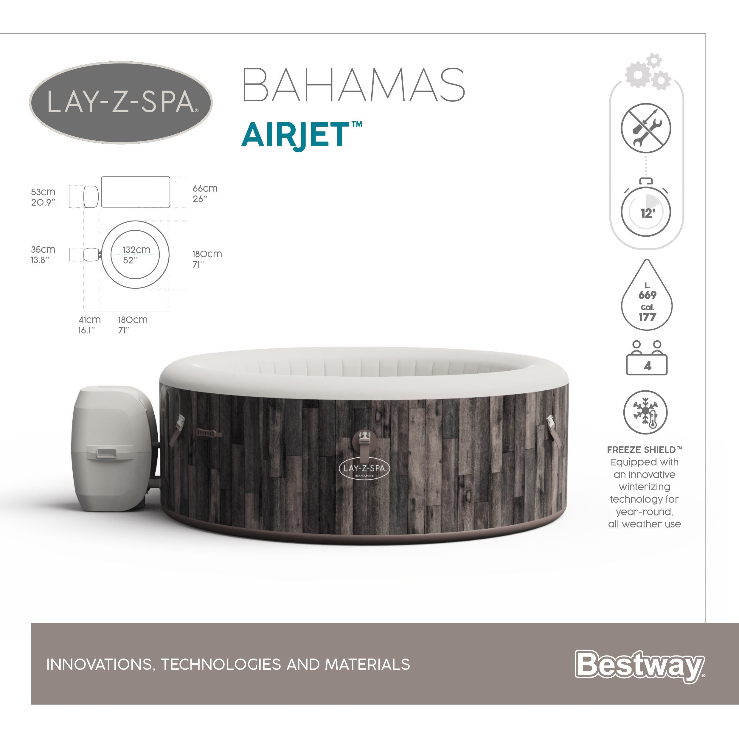 Piscine SPA Whirlpool Lay-Z-Spa Bahamas AirJet Bestway 60005 