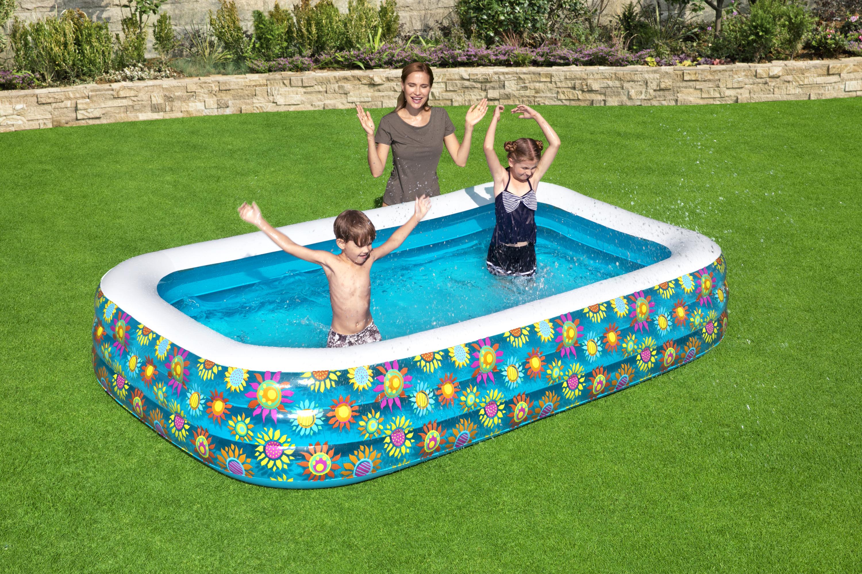 Piscine gonflable familiale rectangulaire avec décoration florale BestWay 54121 