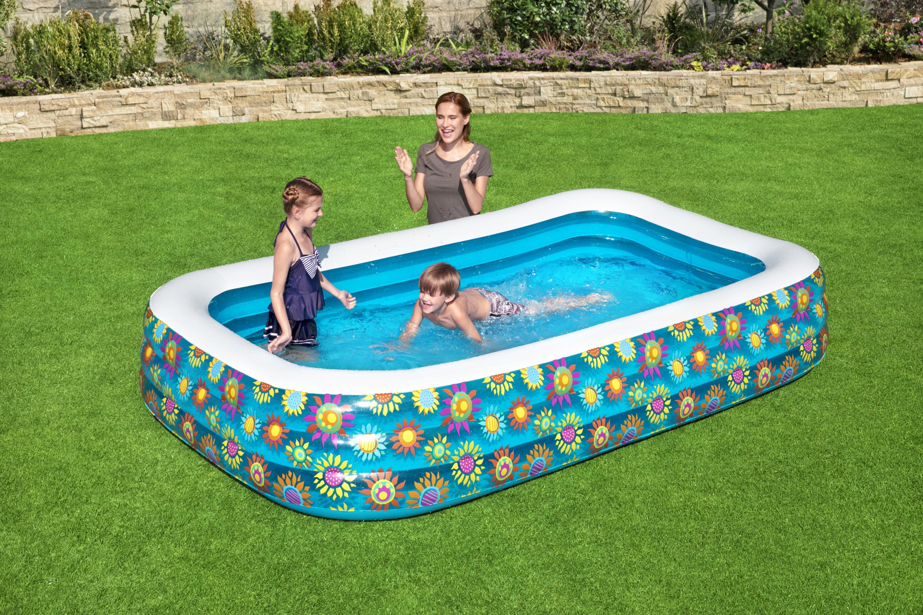 Piscine gonflable familiale rectangulaire avec décoration florale BestWay 54121 