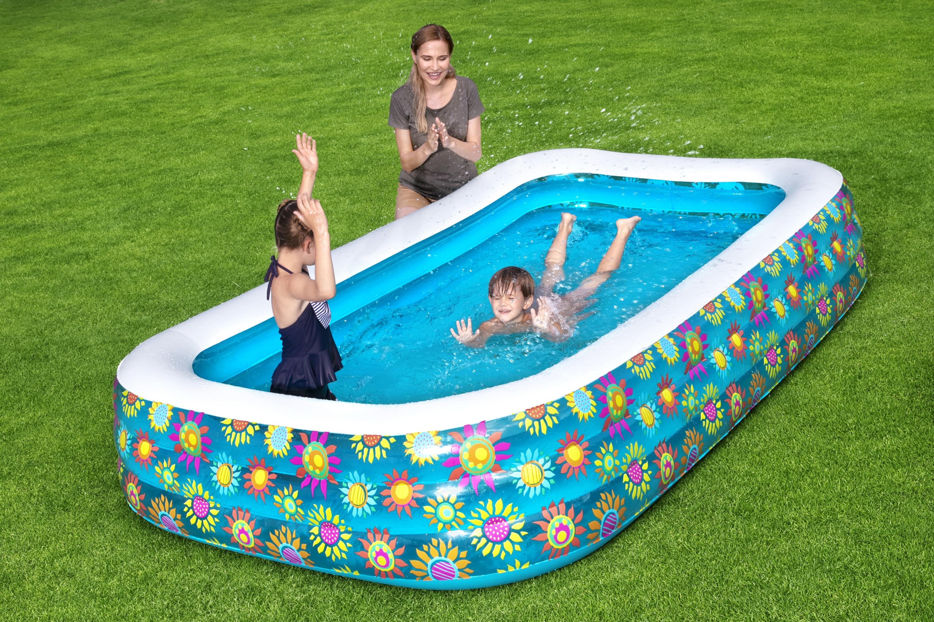 Piscine gonflable familiale rectangulaire avec décoration florale BestWay 54121 