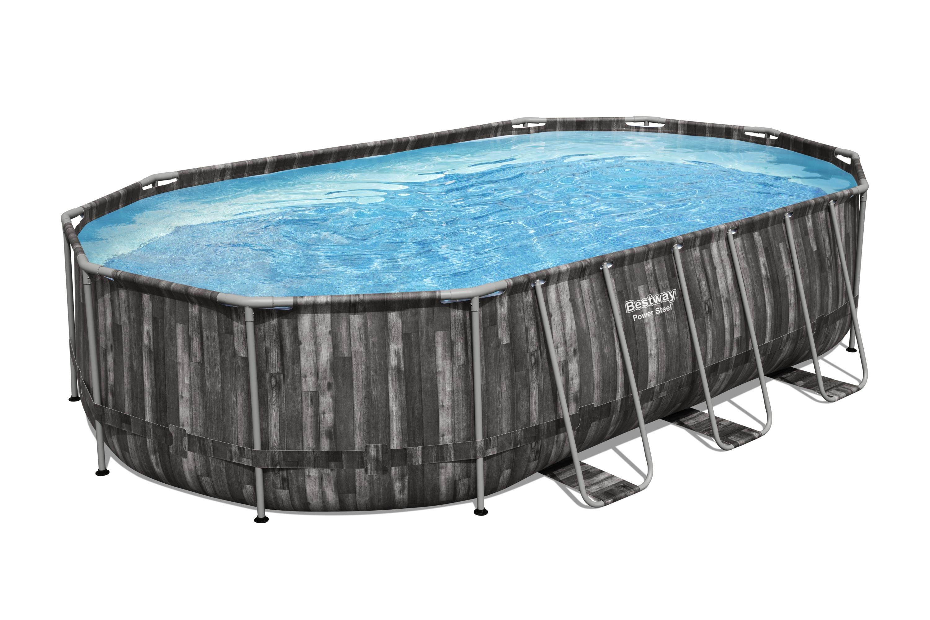 Piscine Ovale Effet Bois Power Steel 610x366x122 Bestway 5611R