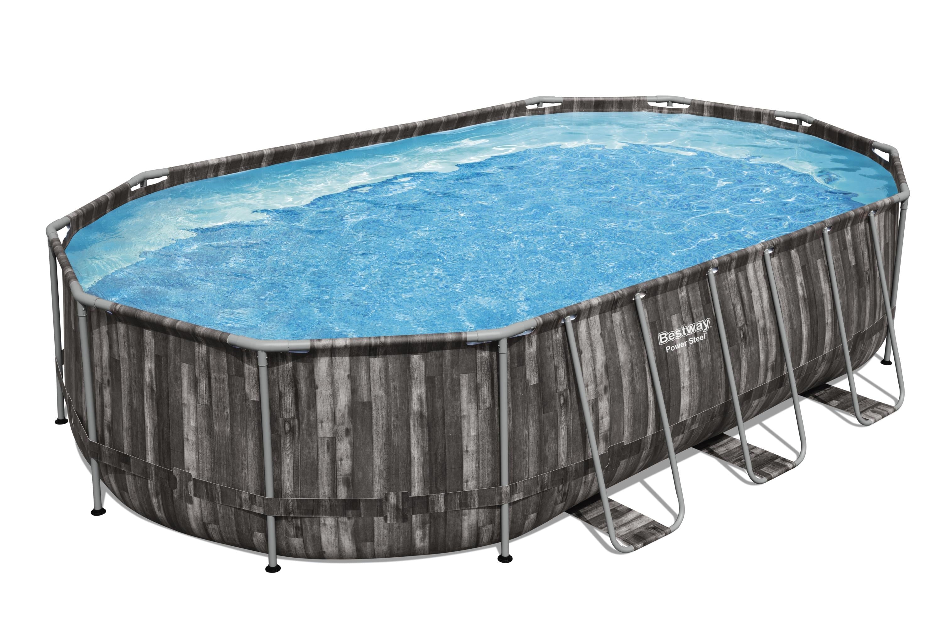 Piscine Ovale Effet Bois Power Steel 610x366x122 Bestway 5611R