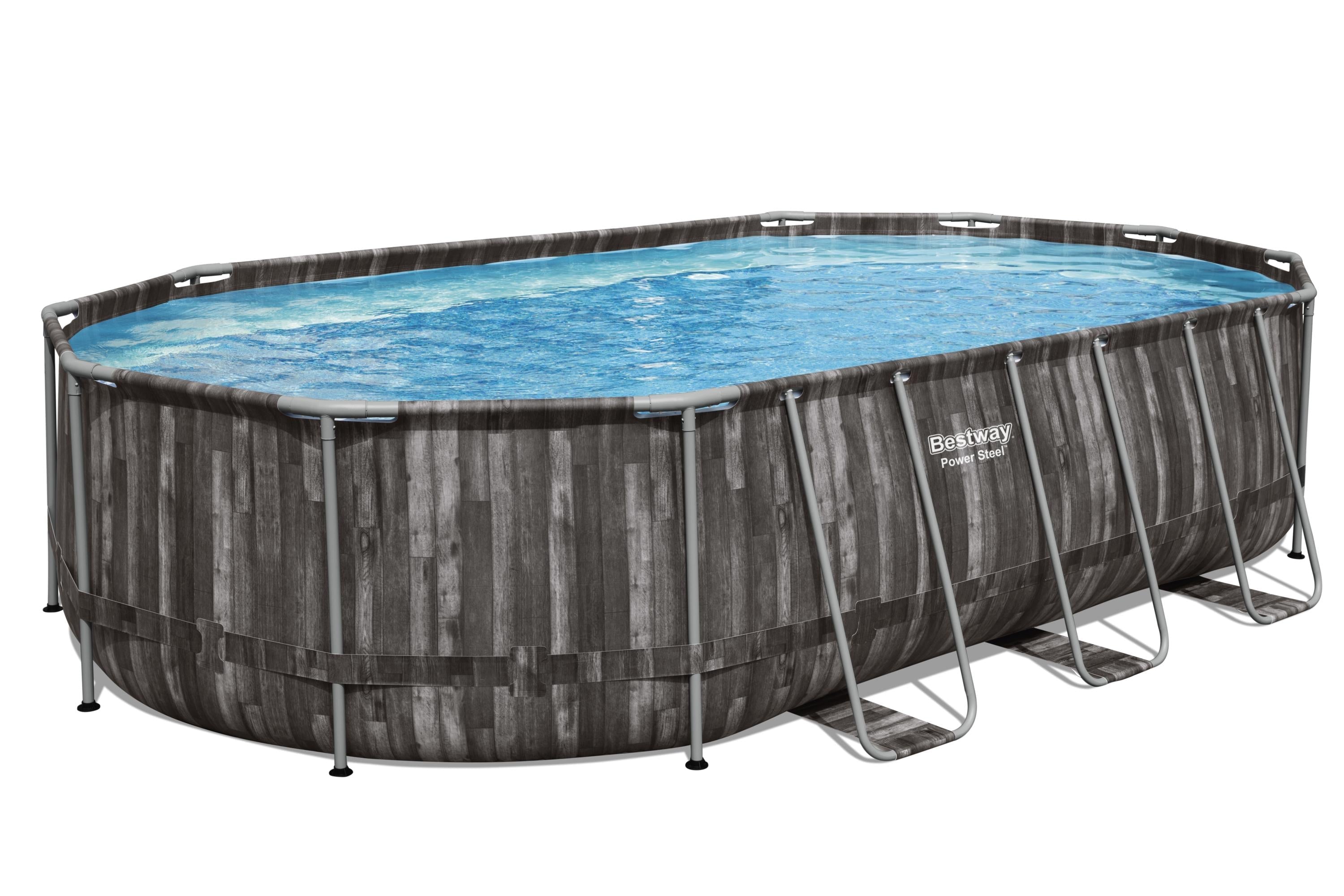 Piscine Ovale Effet Bois Power Steel 610x366x122 Bestway 5611R