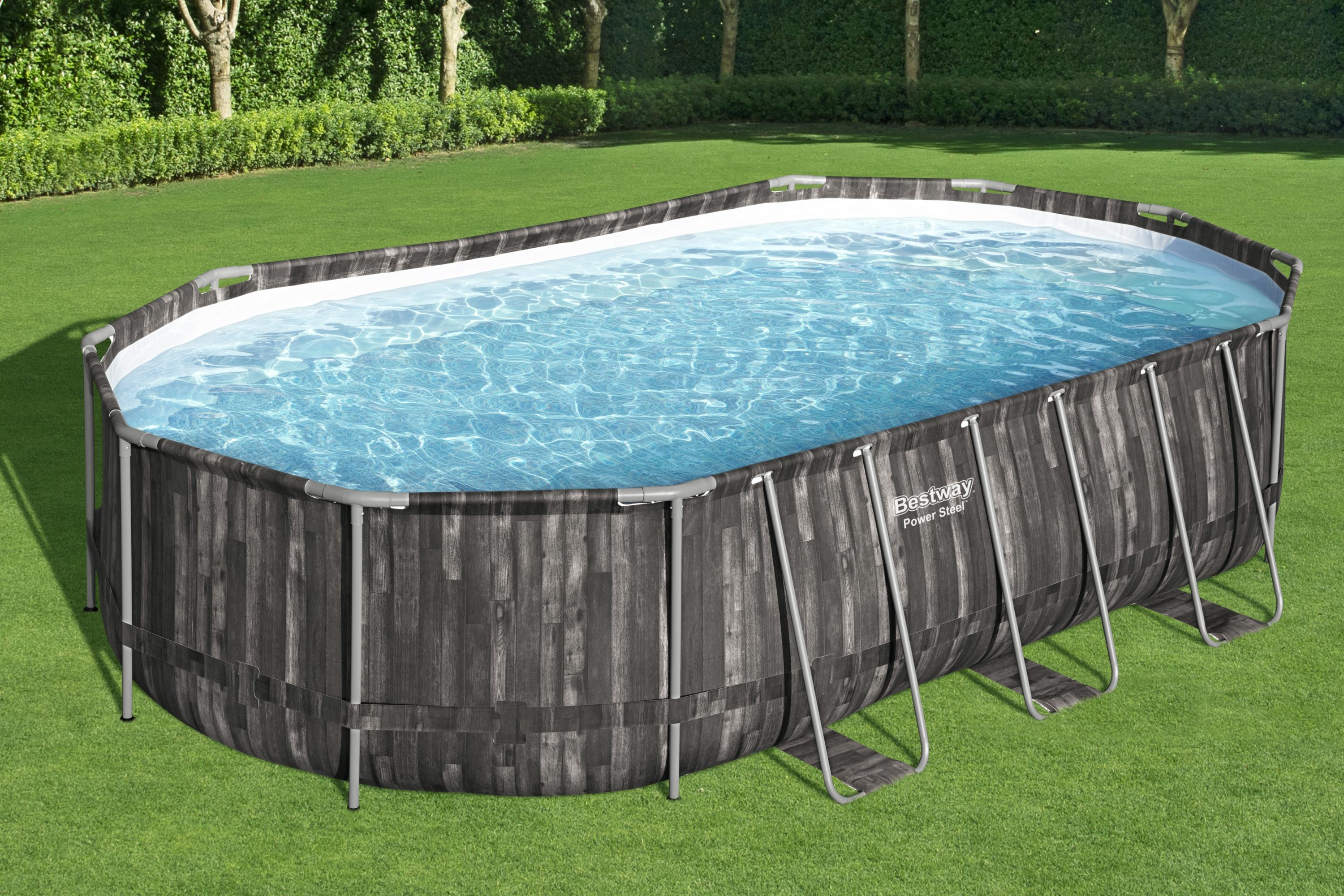 Piscine Ovale Effet Bois Power Steel 610x366x122 Bestway 5611R