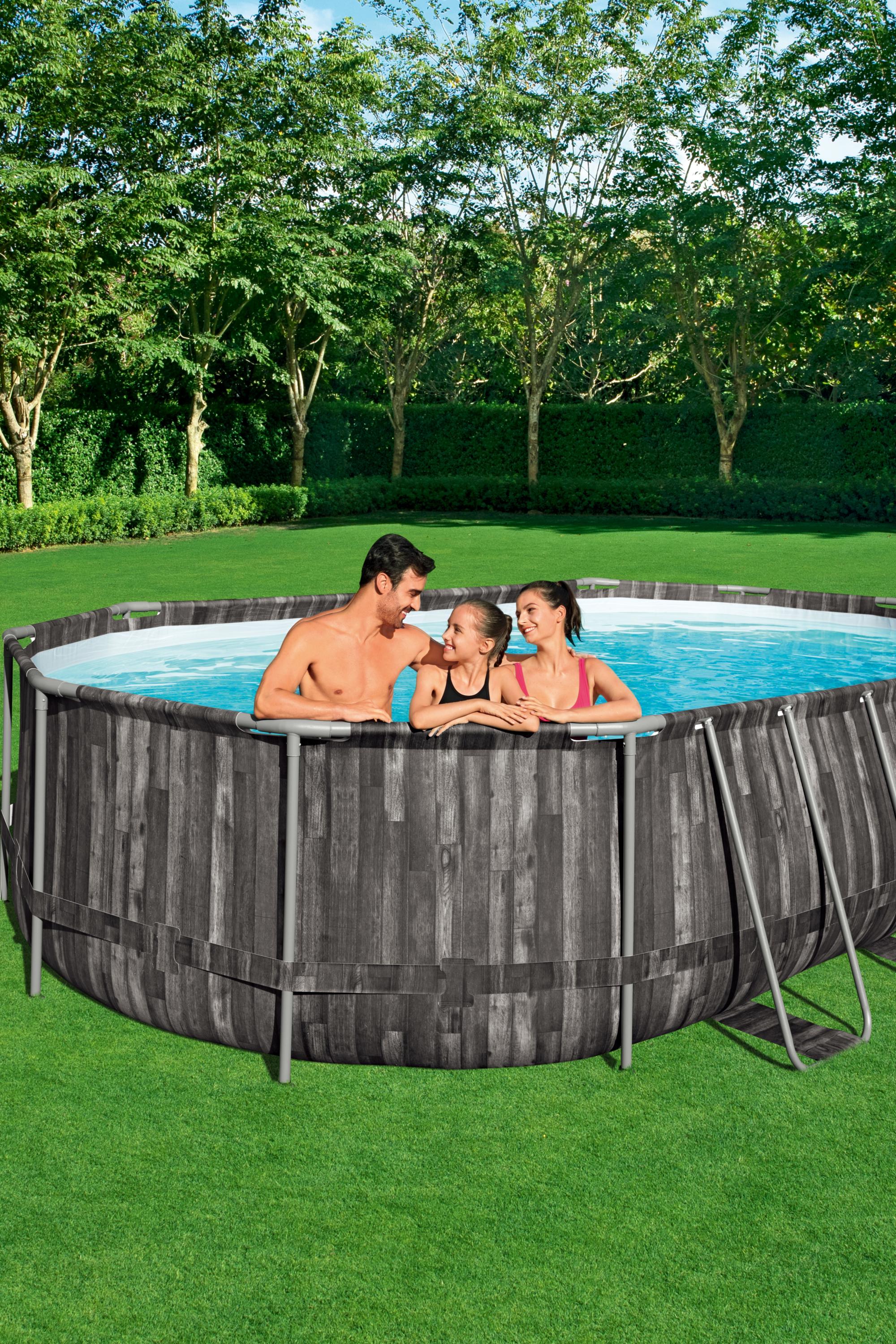 Piscine Ovale Effet Bois Power Steel 610x366x122 Bestway 5611R