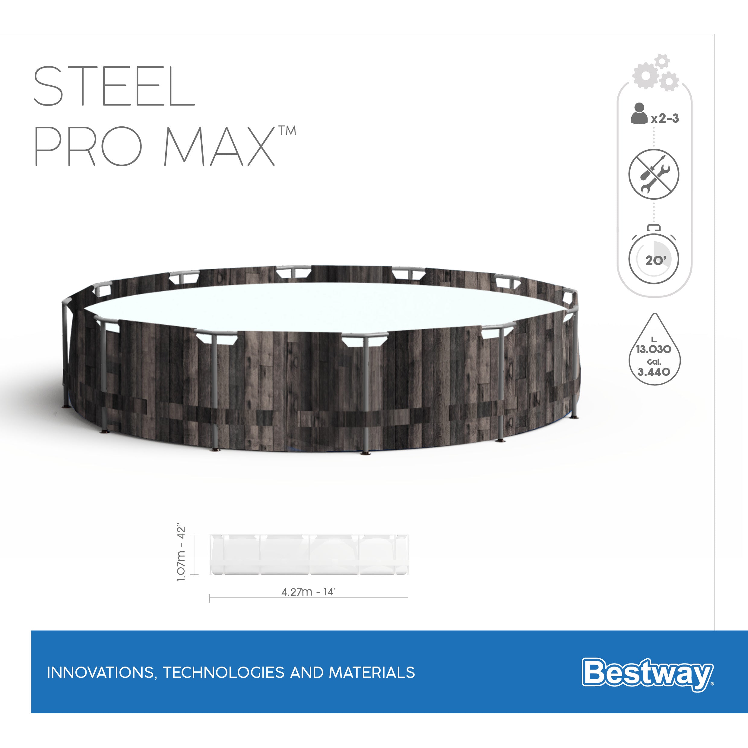 Piscine à structure ronde Steel Pro MAX 427x107 cm Bestway 5614Z