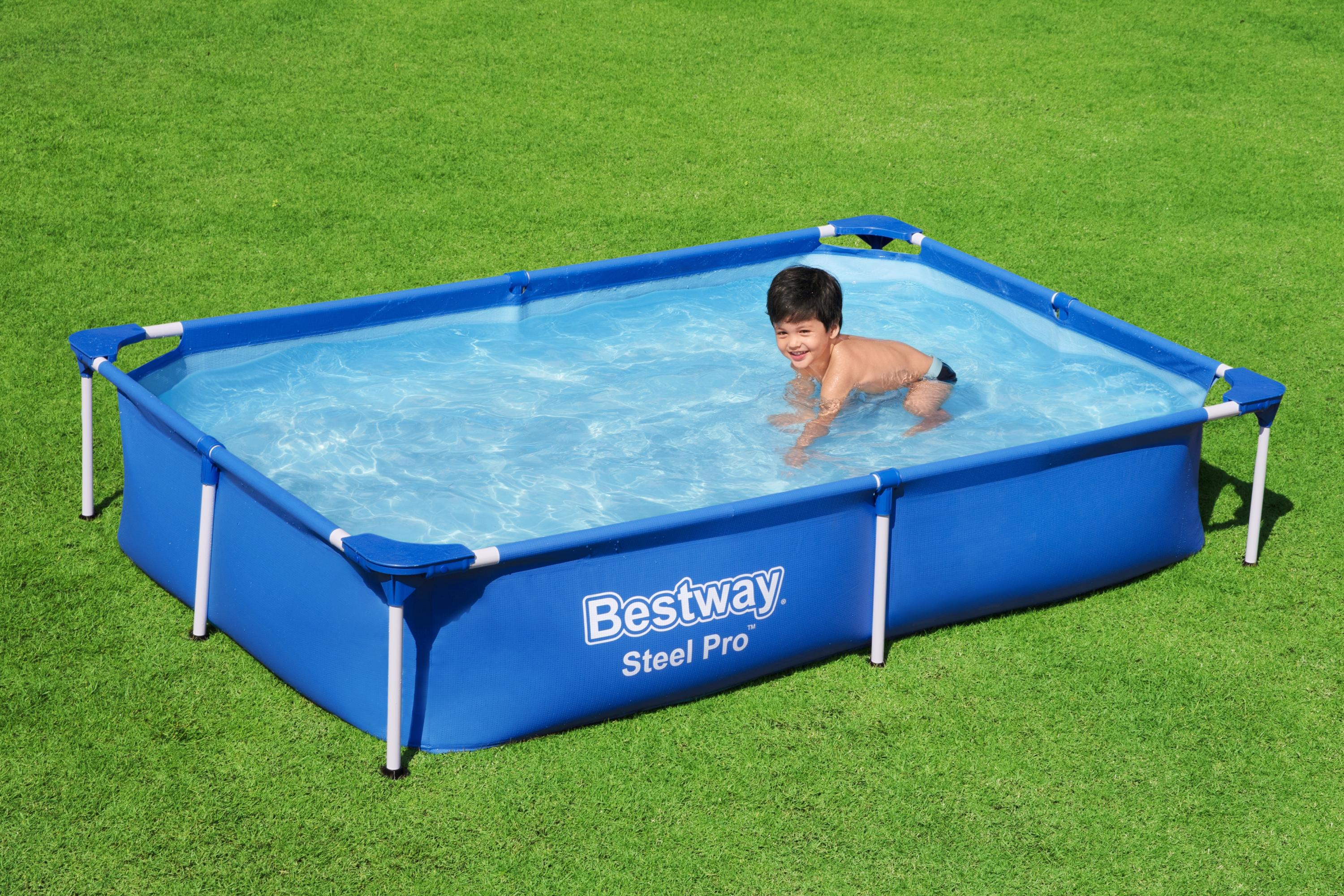 Piscine basse rectangulaire pour enfants 221x150xh43 cm Steel Pro Frame Bestway 56401 