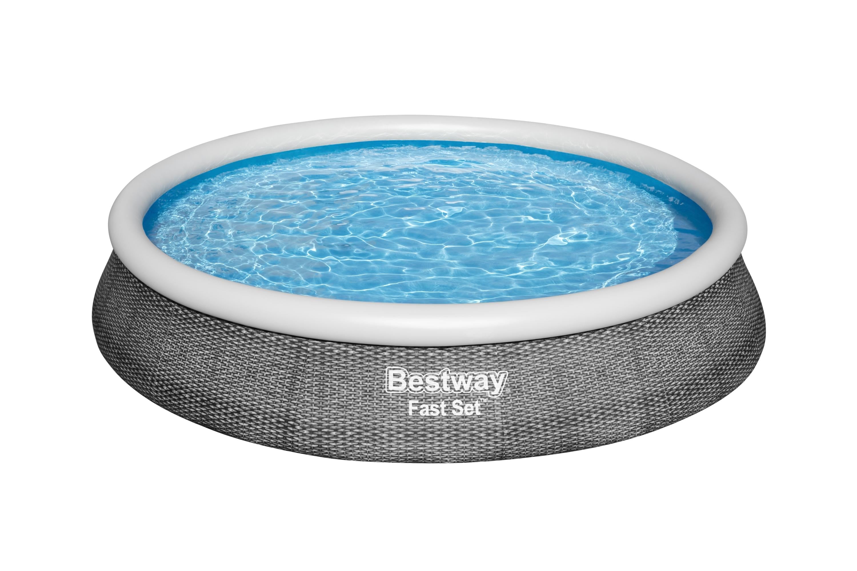 Piscine avec anneau rond autoportant 396x84 cm Rotin Gris fast set Bestway 57376