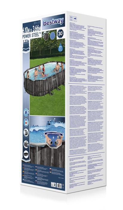 Piscine Ovale Effet Bois Power Steel 610x366x122 Bestway 5611R