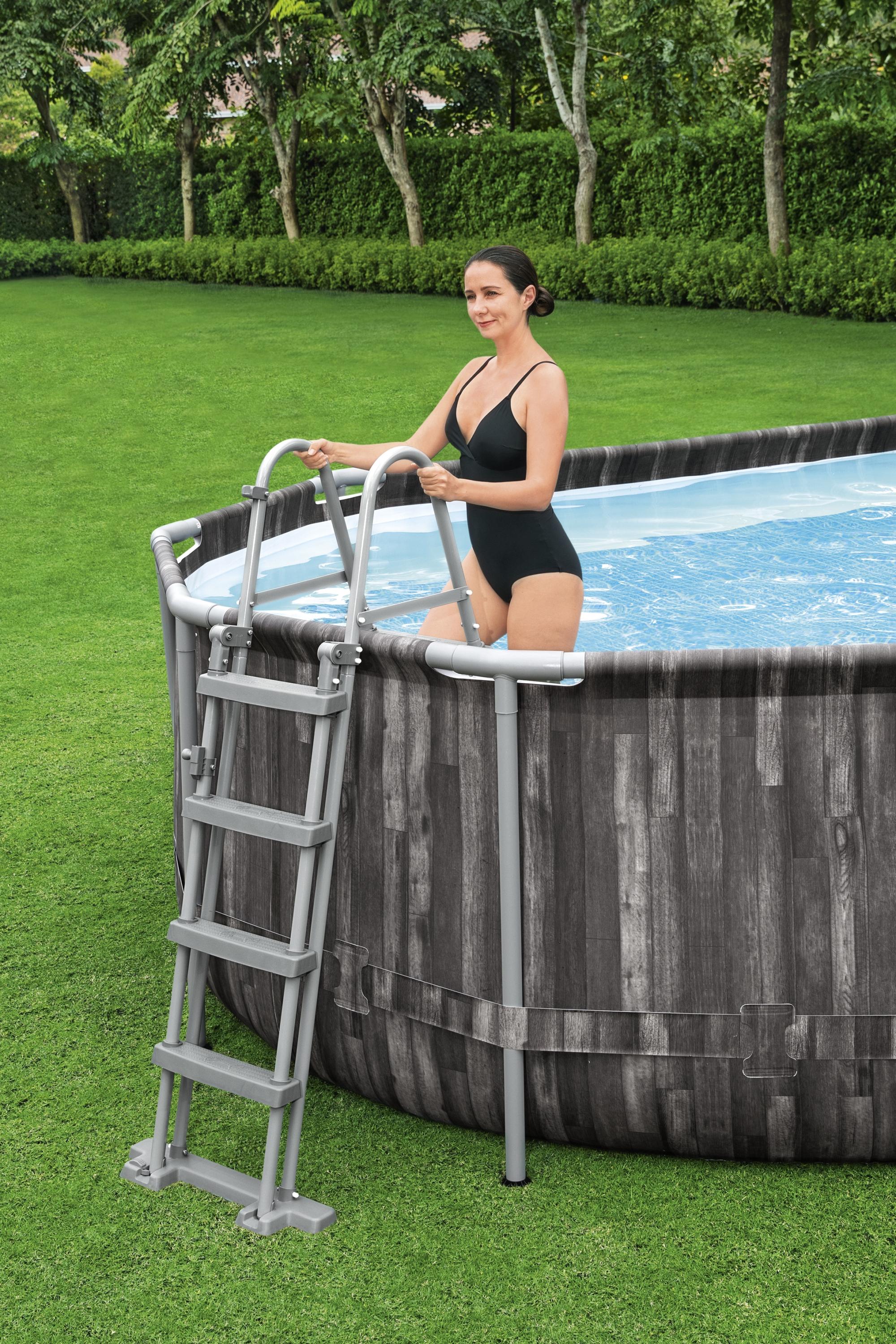 Piscine Ovale Effet Bois Power Steel 610x366x122 Bestway 5611R