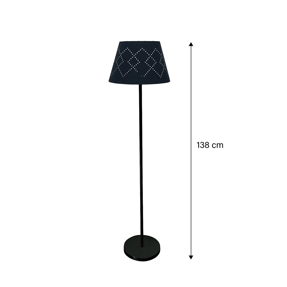 Lampadaire avec pied en satin noir et abat-jour noir h 138 cm Sibilla