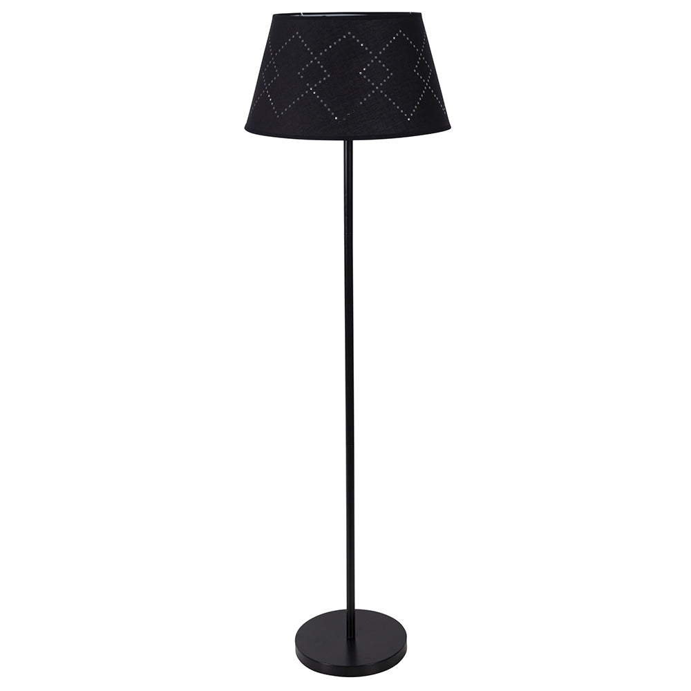 Lampadaire avec pied en satin noir et abat-jour noir h 138 cm Sibilla