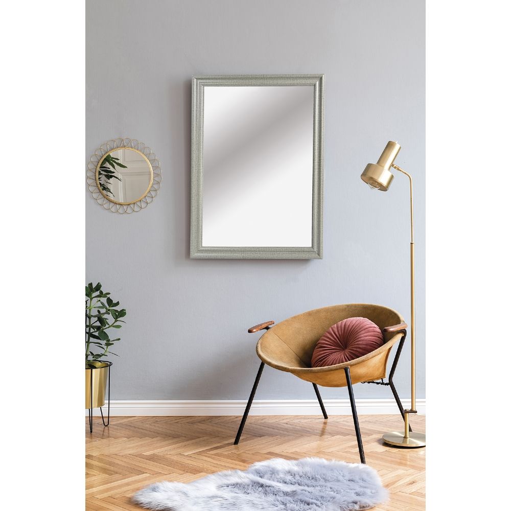 Miroir mural avec cadre en bois gris 50x70 cm