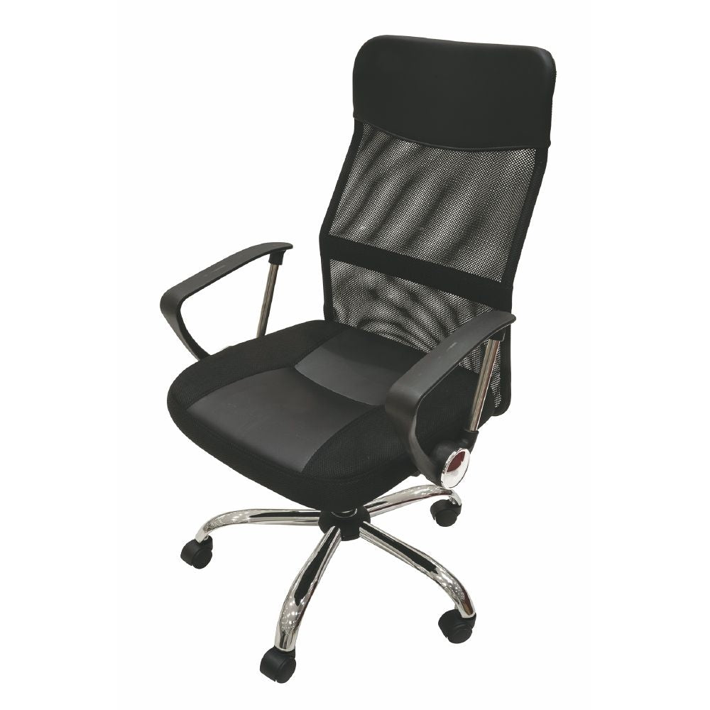 Fauteuil de bureau noir en tissu respirant à hauteur réglable et roulettes Robby