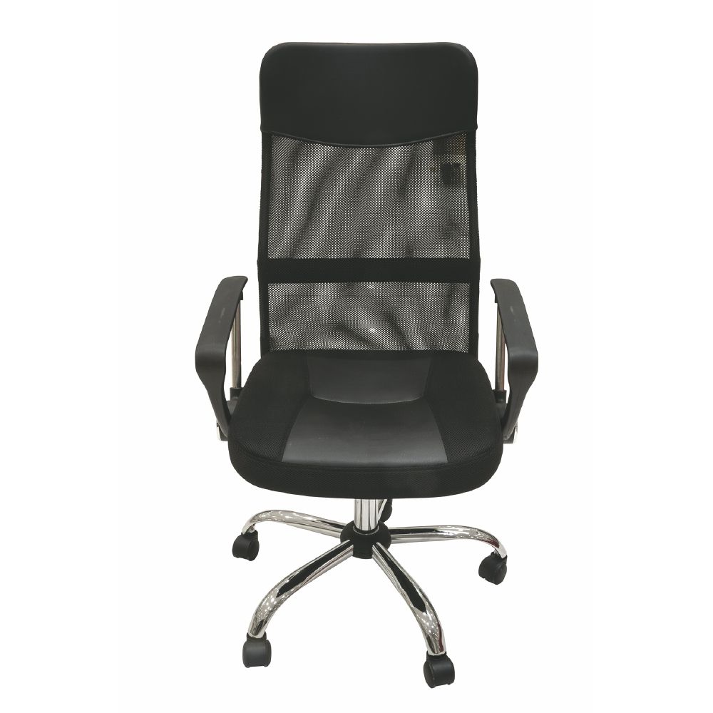 Fauteuil de bureau noir en tissu respirant à hauteur réglable et roulettes Robby