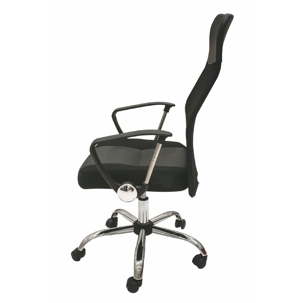 Fauteuil de bureau noir en tissu respirant à hauteur réglable et roulettes Robby