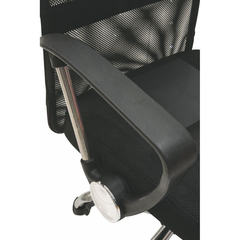 Fauteuil de bureau noir en tissu respirant à hauteur réglable et roulettes Robby