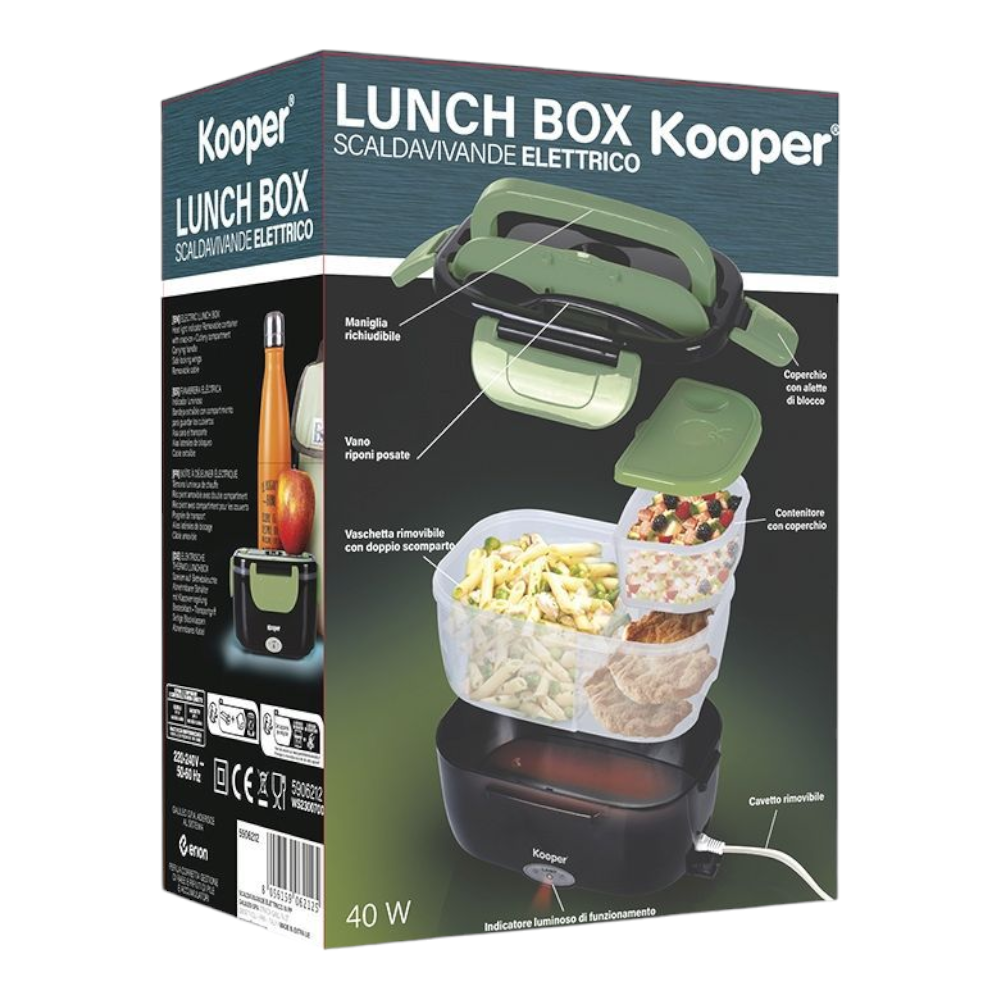 Chauffe-boîte à lunch électrique 40 W avec double compartiment et compartiment pour couverts Lunch Box 