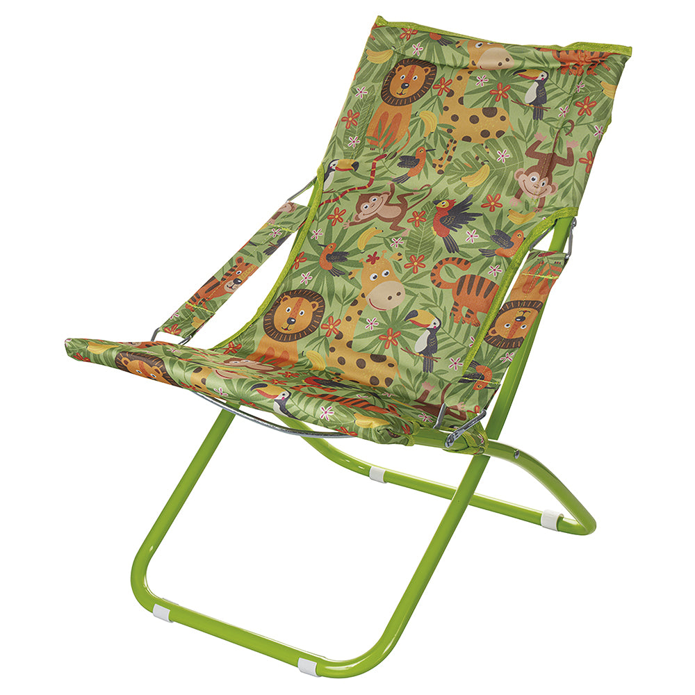 Transat de jardin ou de plage pour enfant avec structure en métal et assise en polyester 600D