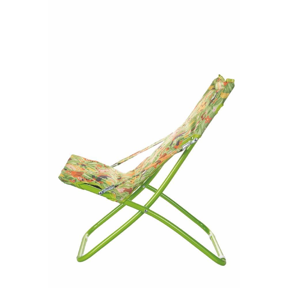 Transat de jardin ou de plage pour enfant avec structure en métal et assise en polyester 600D