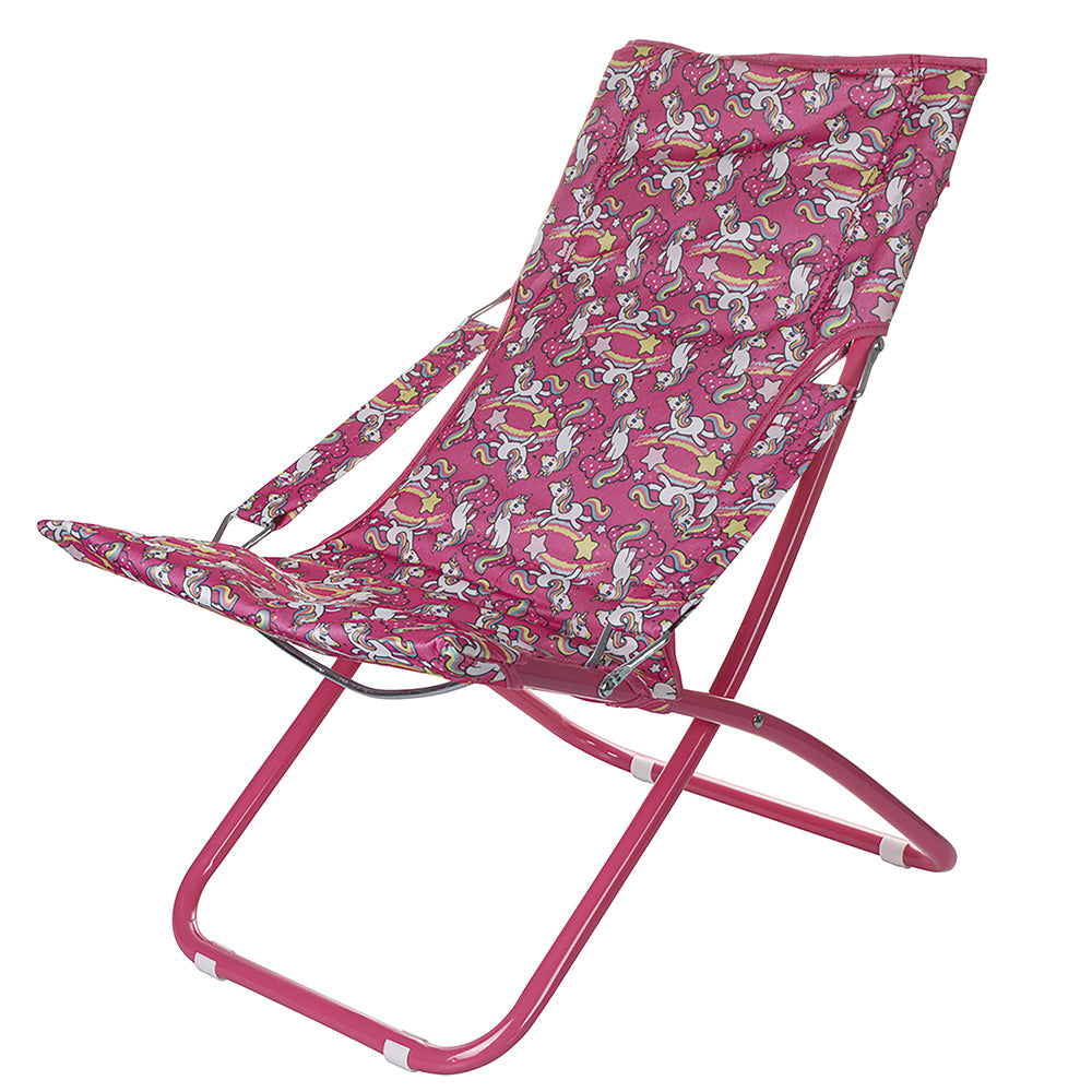 Transat de jardin ou de plage pour enfant avec structure en métal et assise en polyester 600D