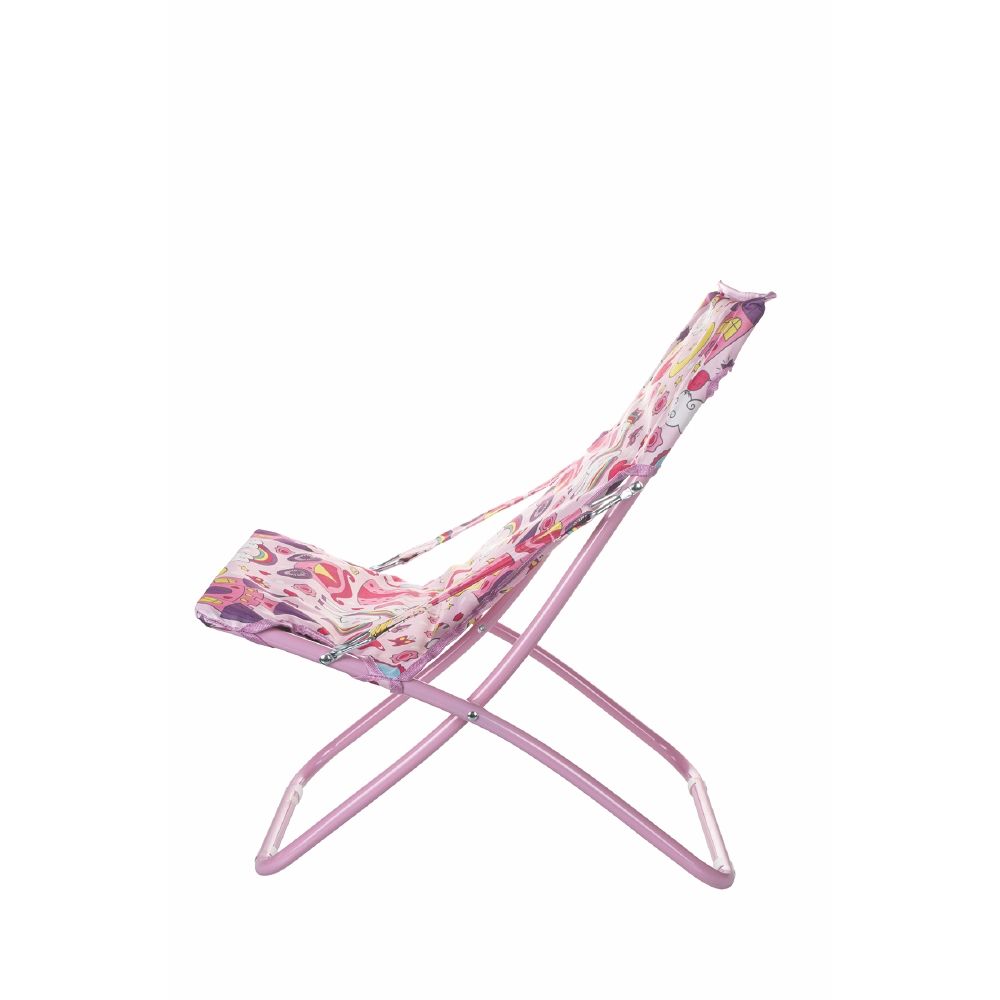 Transat de jardin ou de plage pour enfant avec structure en métal et assise en polyester 600D